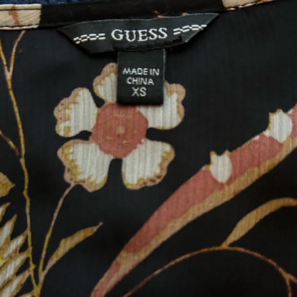 Guess long sleeved shirt. Black with gold flowers pattern. XSmall. - Picture 3 of 3